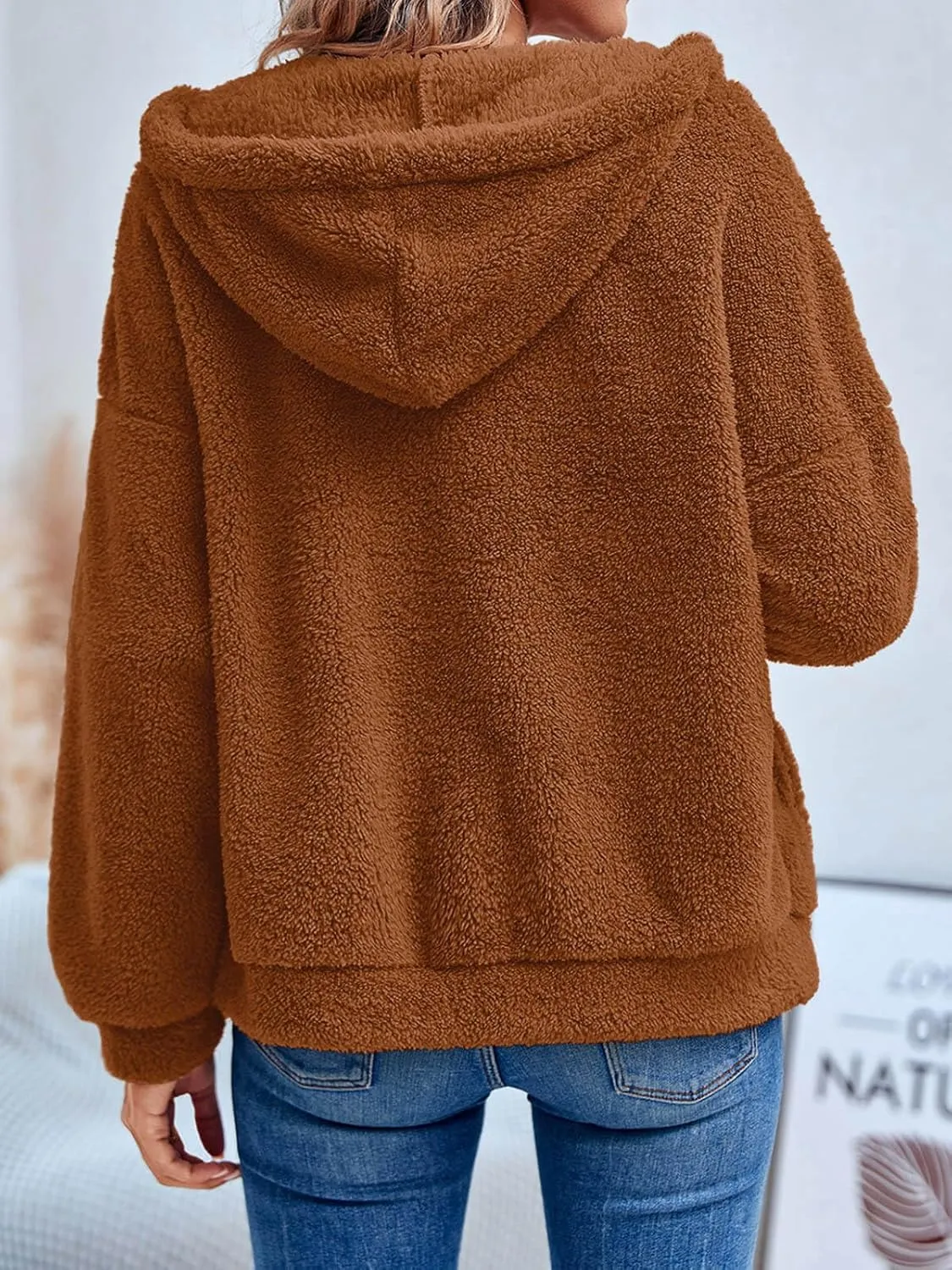 GAMISOTE Womens Fuzzy Sherpa Fleece Jacket Zip Up Oversized Winter Warm Sweatshirt Hoodies 2024
