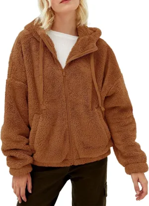 GAMISOTE Womens Fuzzy Sherpa Fleece Jacket Zip Up Oversized Winter Warm Sweatshirt Hoodies 2024