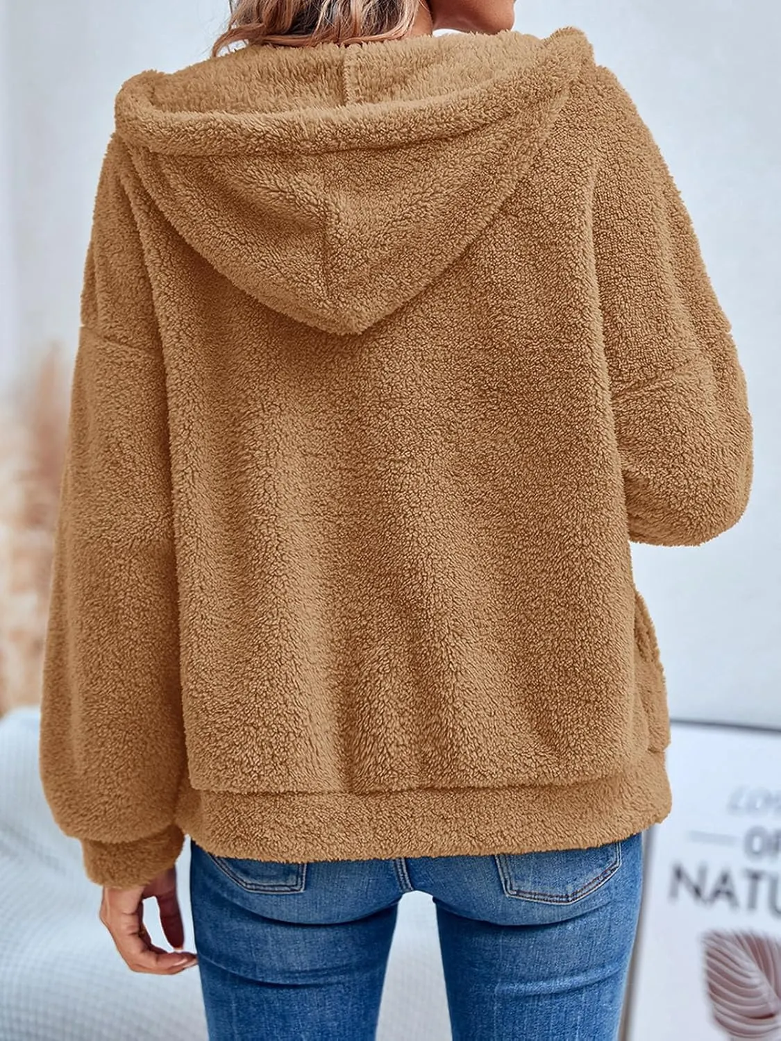 GAMISOTE Womens Fuzzy Sherpa Fleece Jacket Zip Up Oversized Winter Warm Sweatshirt Hoodies 2024