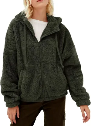 GAMISOTE Womens Fuzzy Sherpa Fleece Jacket Zip Up Oversized Winter Warm Sweatshirt Hoodies 2024