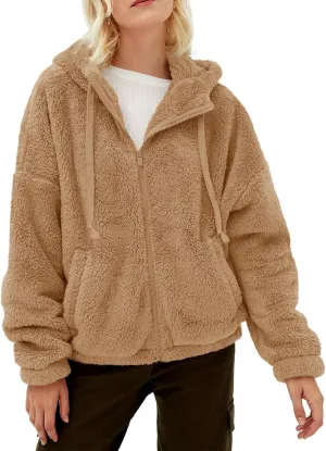GAMISOTE Womens Fuzzy Sherpa Fleece Jacket Zip Up Oversized Winter Warm Sweatshirt Hoodies 2024