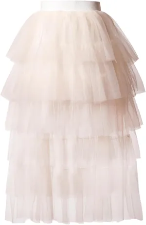 Girls Layered Tutu Skirts Elastic Waist Tulle High-Low Skorts Dance Party Outfits