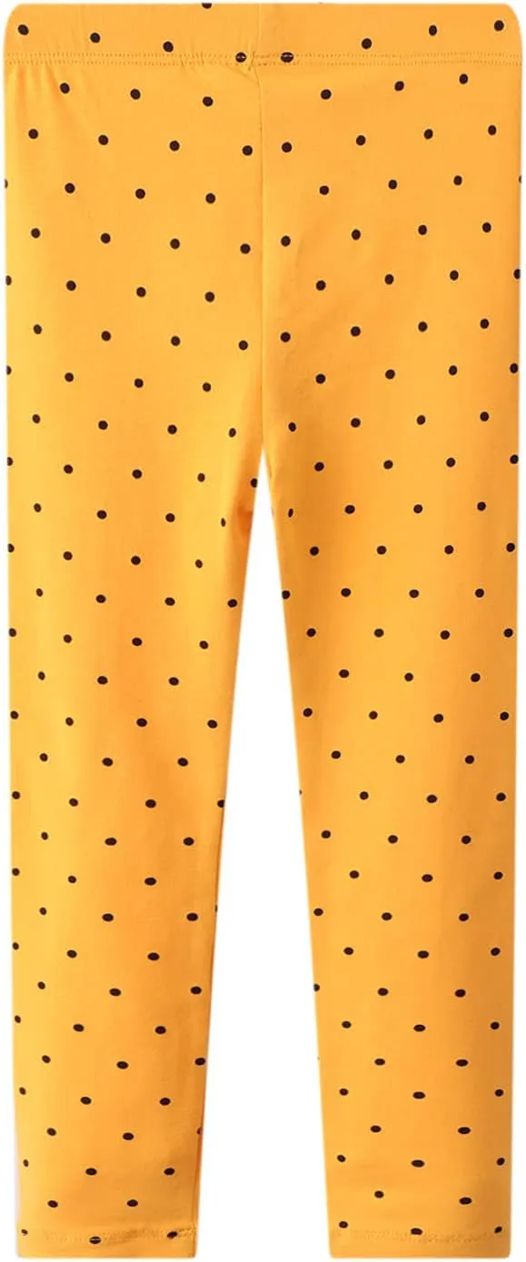 Girls Leggings 3-Pack Set Cotton Casual Solid Stripe Stretch Tights Pants