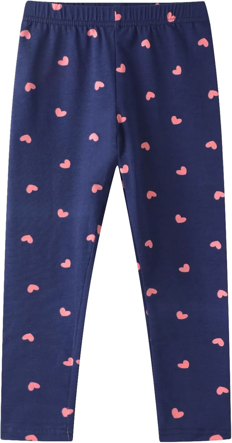 Girls Leggings 3-Pack Set Cotton Casual Solid Stripe Stretch Tights Pants