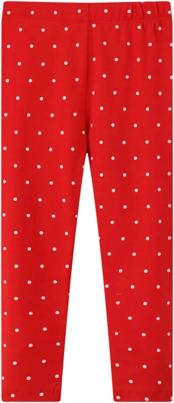 Girls Leggings 3-Pack Set Cotton Casual Solid Stripe Stretch Tights Pants