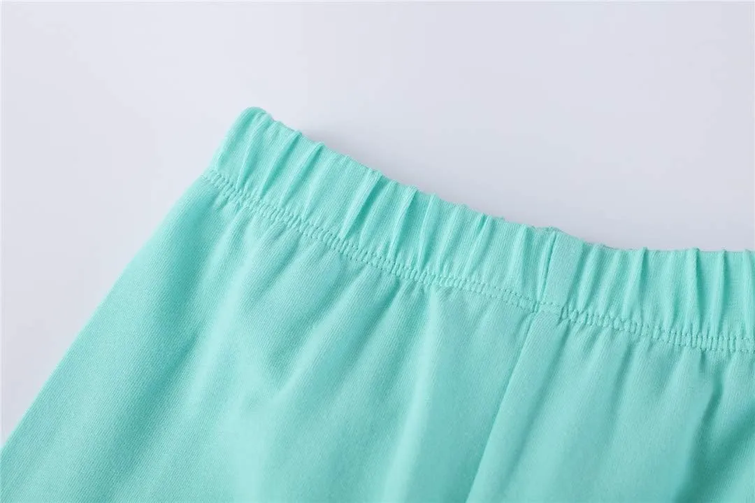 Girls Leggings 3-Pack Set Cotton Casual Solid Stripe Stretch Tights Pants