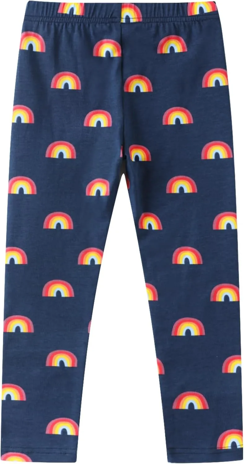 Girls Leggings 3-Pack Set Cotton Casual Solid Stripe Stretch Tights Pants