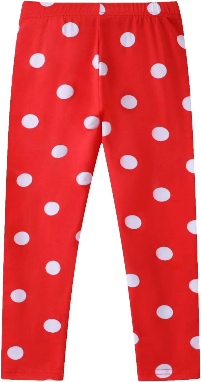 Girls Leggings 3-Pack Set Cotton Casual Solid Stripe Stretch Tights Pants