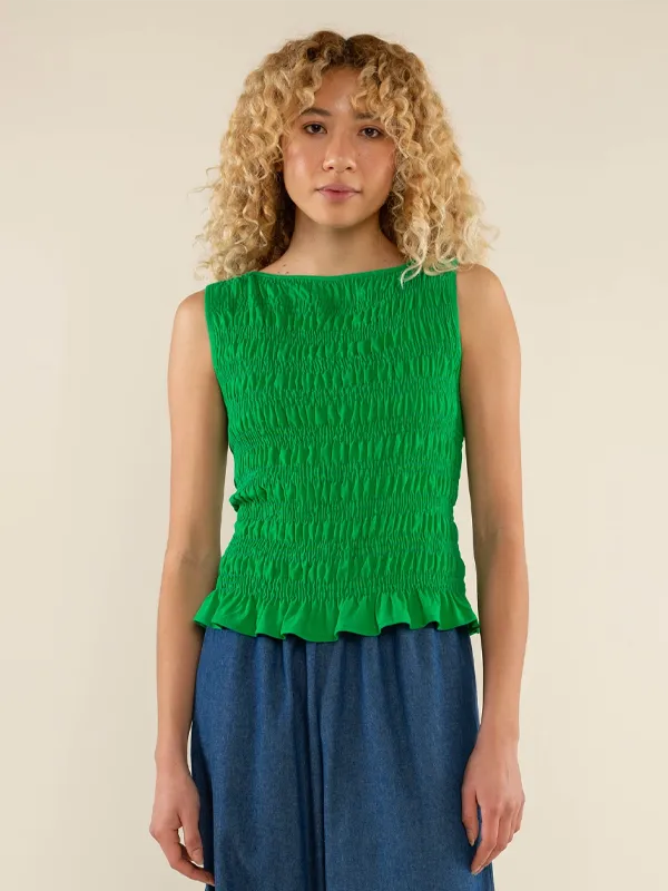 Glo Boat Neck Blouse: Kelly Green