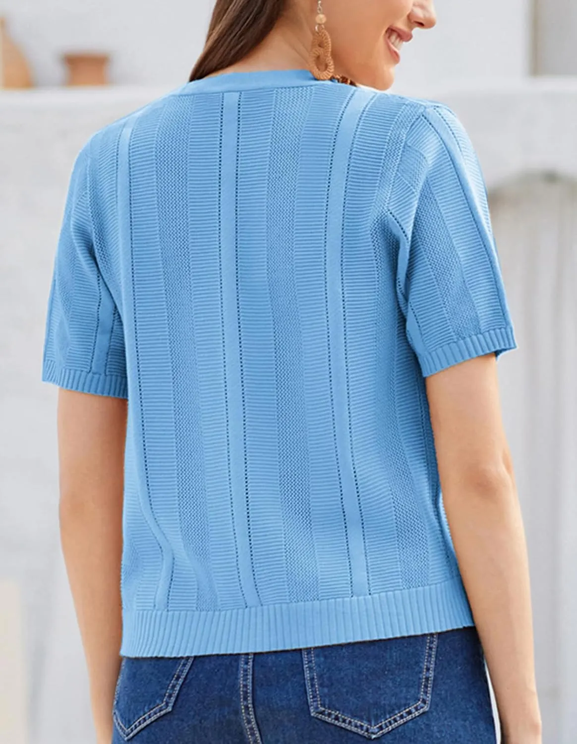 GRACE KARIN Women Short Sleeve Cropped Cardigan Crochet Knit Lightweight Button Down V Neck Bolero Sweater Top 2025