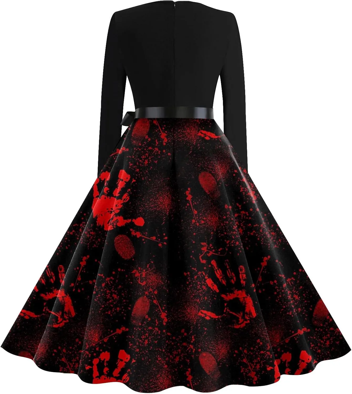 Halloween Dresses for Women Long Sleeve V Neck Plus Size Dress 1950s Cocktail Wrap Costumes