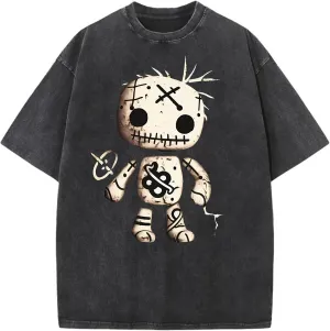 Halloween Shirts Oversized Unisex Vintage Acid Wash T-Shirt Cotton Halloween Fall Short Sleeve Tee Tops for Men Women