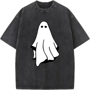 Halloween Shirts Oversized Unisex Vintage Acid Wash T-Shirt Cotton Halloween Fall Short Sleeve Tee Tops for Men Women
