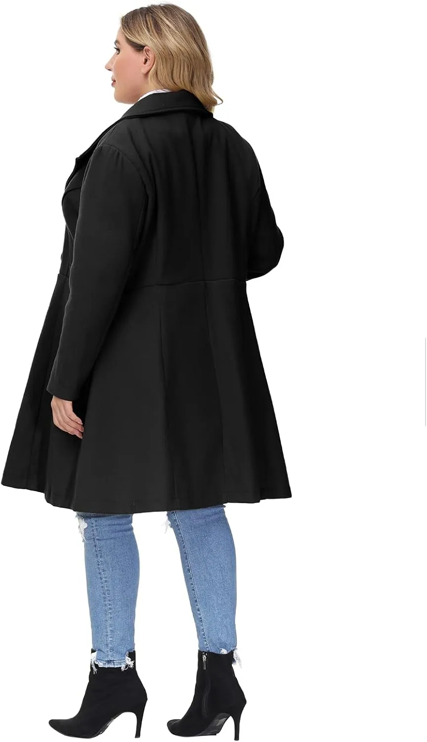 Hanna Nikole Women's Plus Size Wool Dress Coat Double Breasted Pea Coats Long Trench Coat
