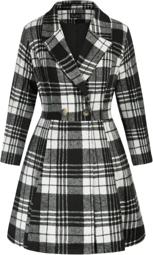 Hanna Nikole Women's Plus Size Wool Dress Coat Double Breasted Pea Coats Long Trench Coat