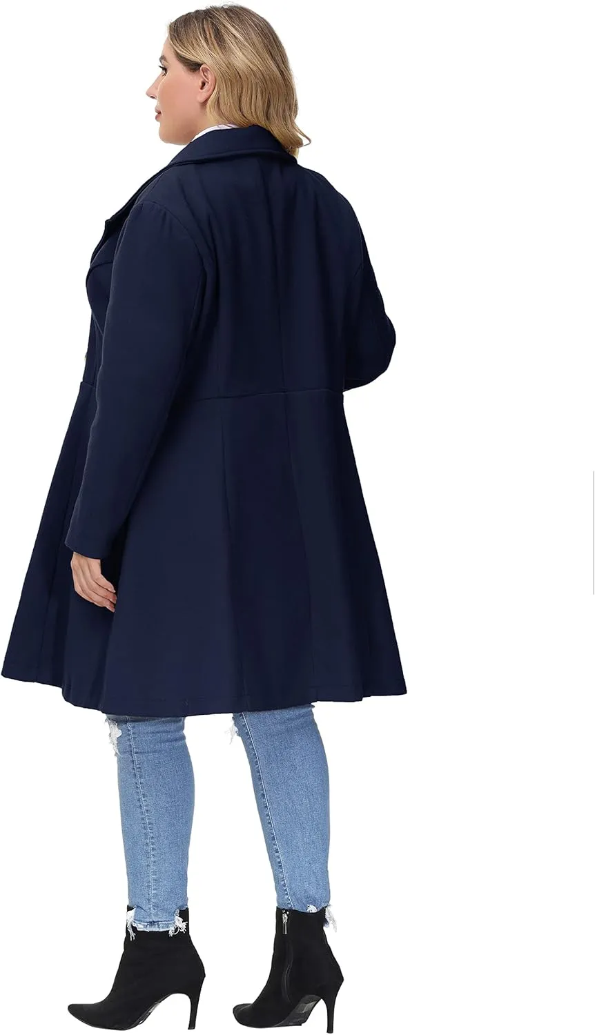 Hanna Nikole Women's Plus Size Wool Dress Coat Double Breasted Pea Coats Long Trench Coat