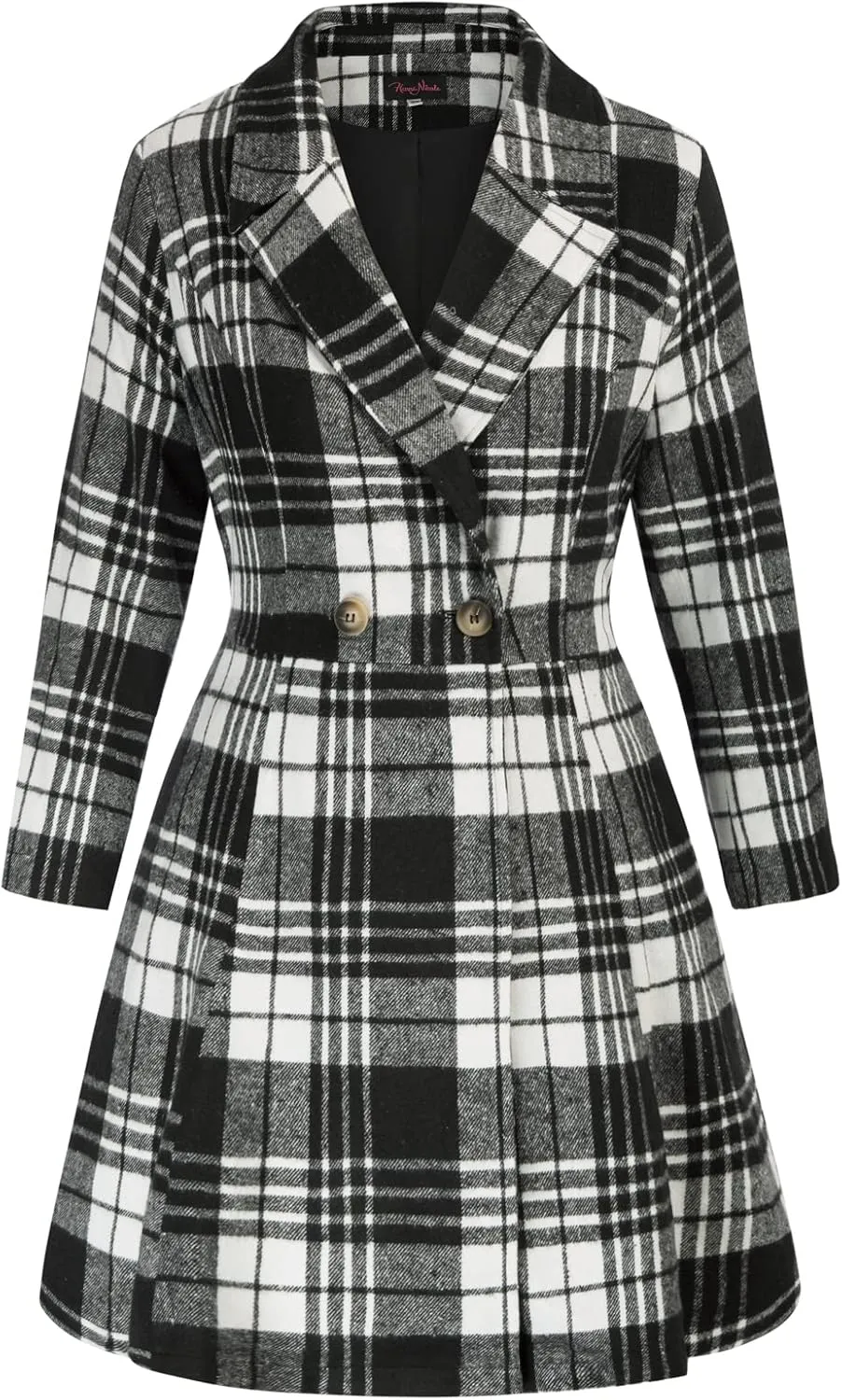 Hanna Nikole Women's Plus Size Wool Dress Coat Double Breasted Pea Coats Long Trench Coat