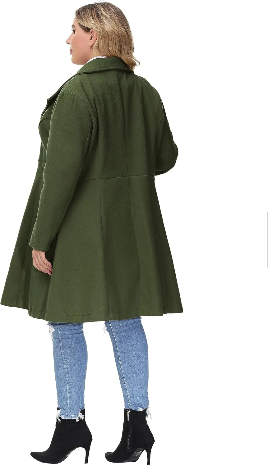 Hanna Nikole Women's Plus Size Wool Dress Coat Double Breasted Pea Coats Long Trench Coat