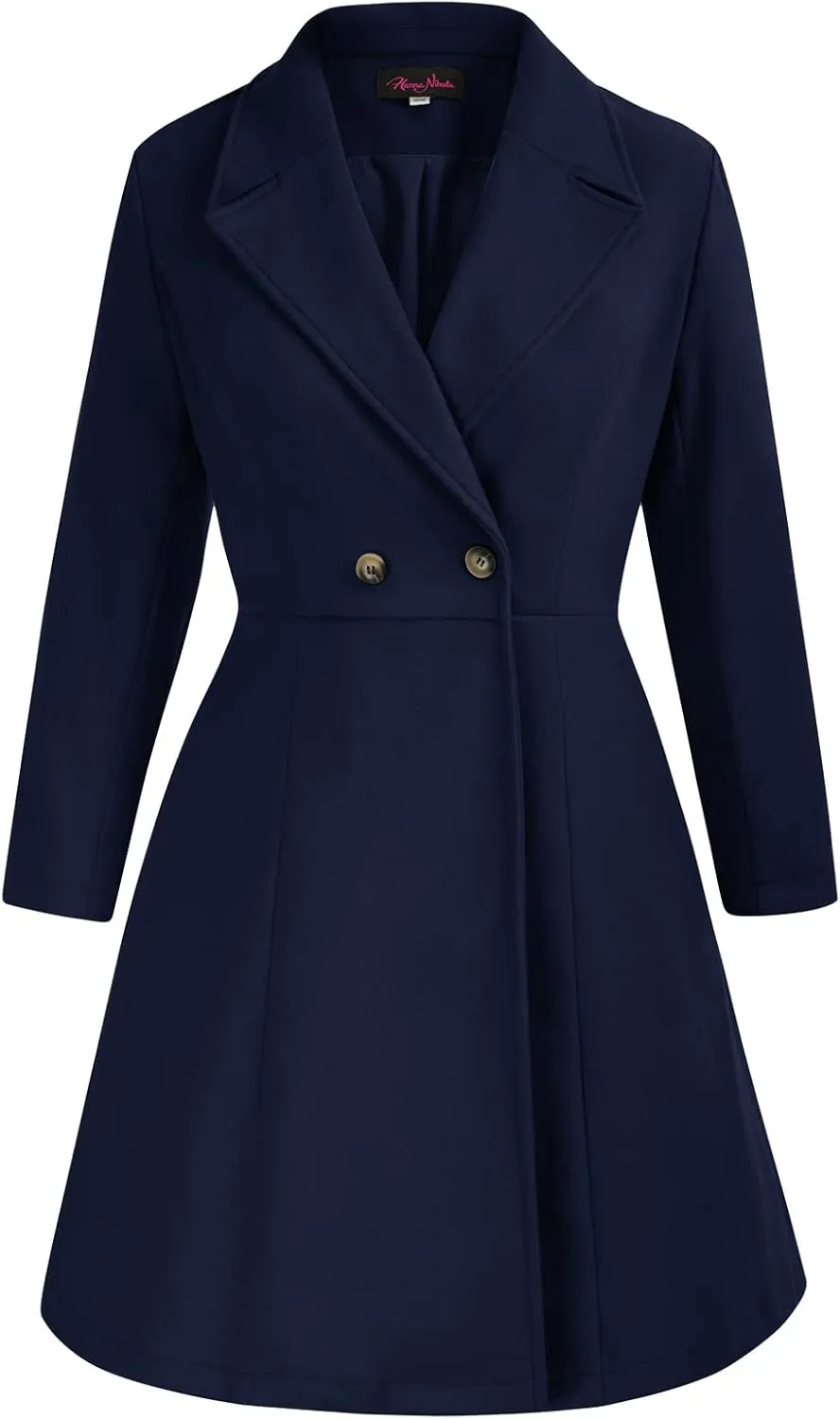 Hanna Nikole Women's Plus Size Wool Dress Coat Double Breasted Pea Coats Long Trench Coat