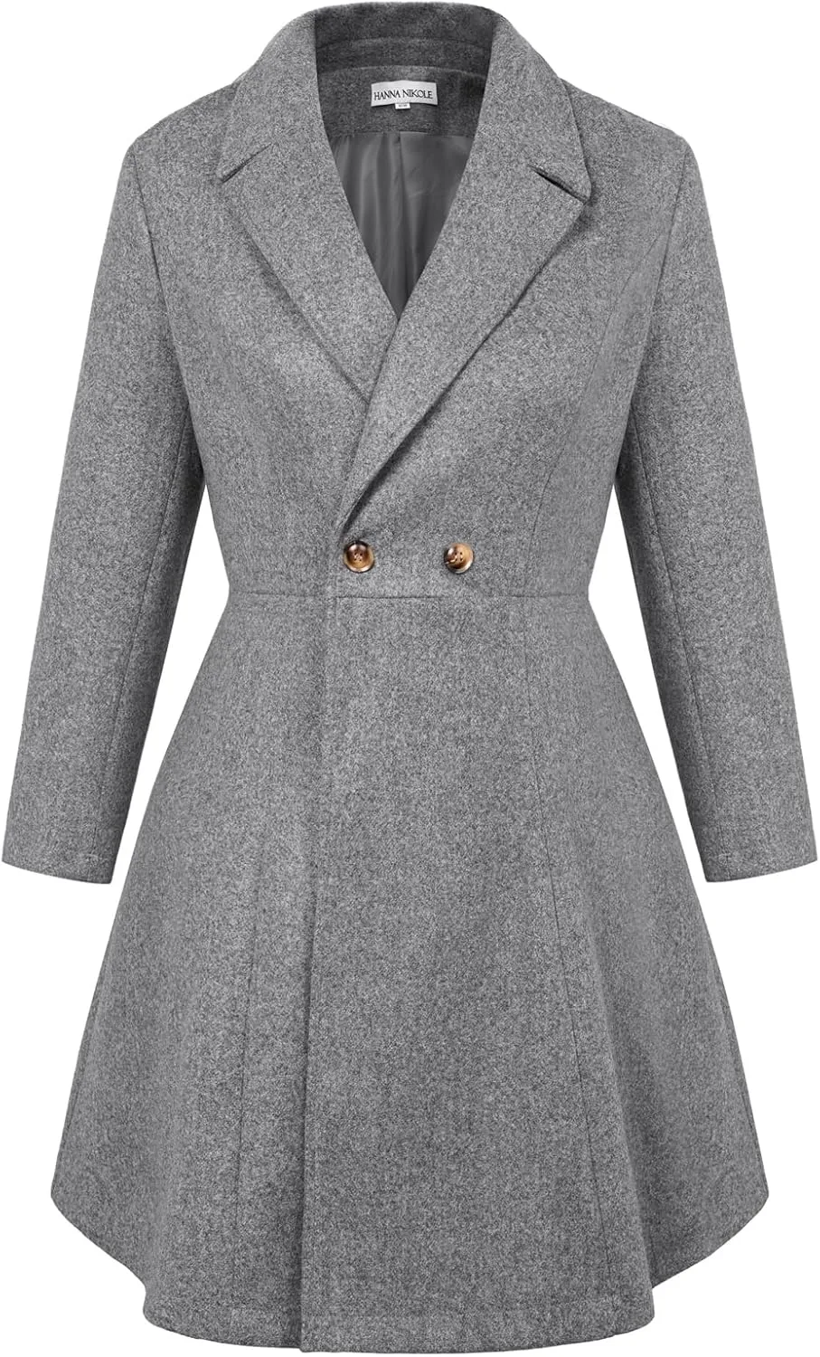 Hanna Nikole Women's Plus Size Wool Dress Coat Double Breasted Pea Coats Long Trench Coat