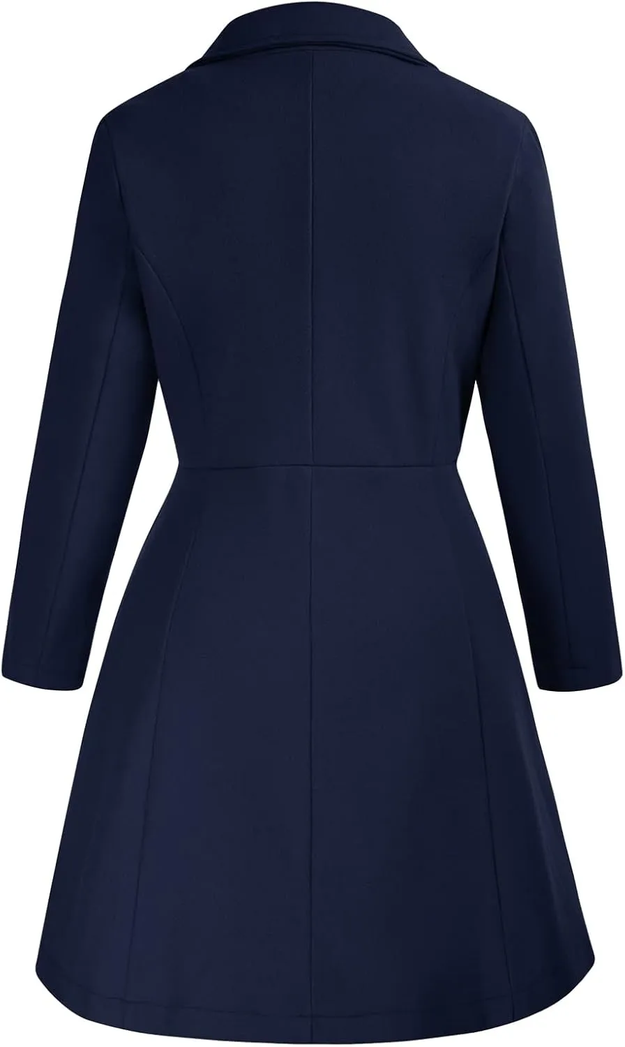 Hanna Nikole Women's Plus Size Wool Dress Coat Double Breasted Pea Coats Long Trench Coat