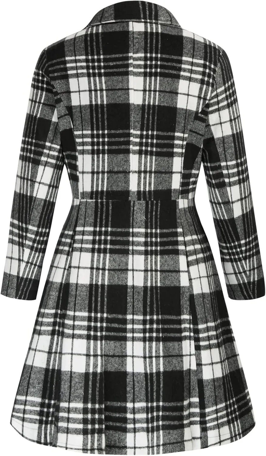Hanna Nikole Women's Plus Size Wool Dress Coat Double Breasted Pea Coats Long Trench Coat