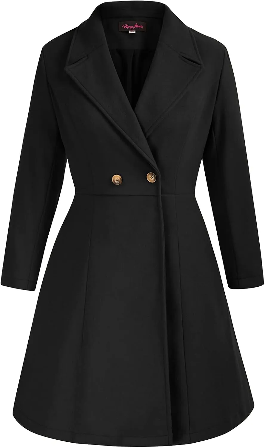 Hanna Nikole Women's Plus Size Wool Dress Coat Double Breasted Pea Coats Long Trench Coat