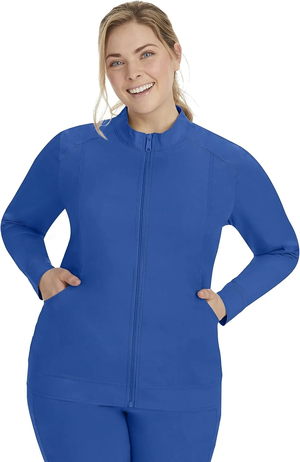 Healing Hands Women's Scrub Jacket, Zip-Up Front with 2-Way Stretch Comfort & Big Kangaroo Pockets 5038