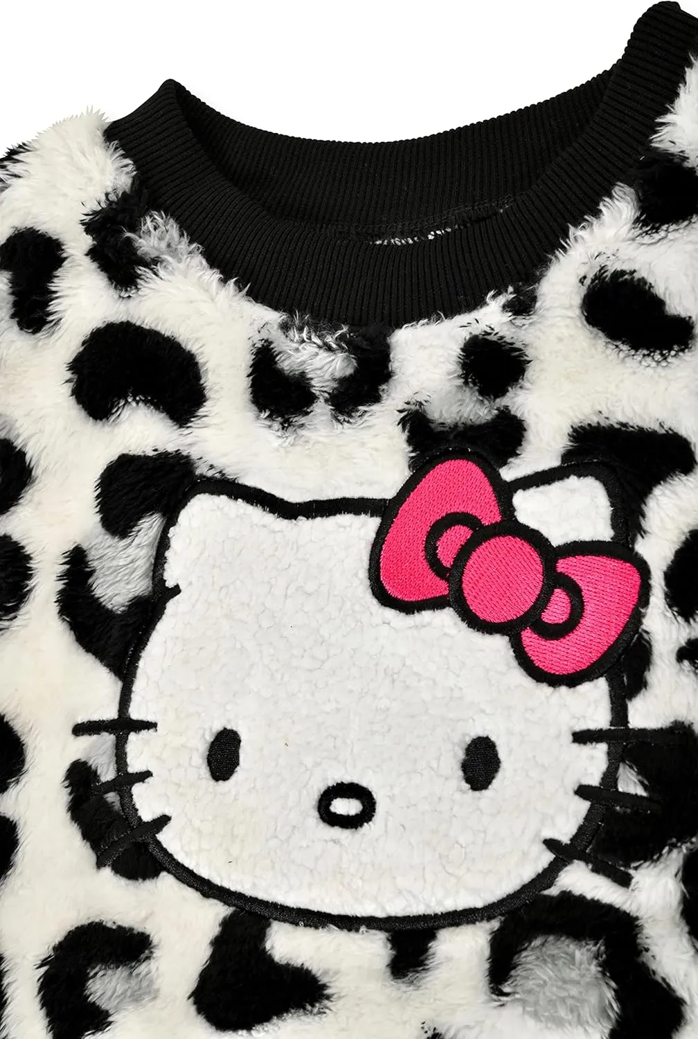 Hello Kitty Girls Legging Set 2 Piece Sherpa Fleece Crew Neck Sweatshirt and Leggings Outfit