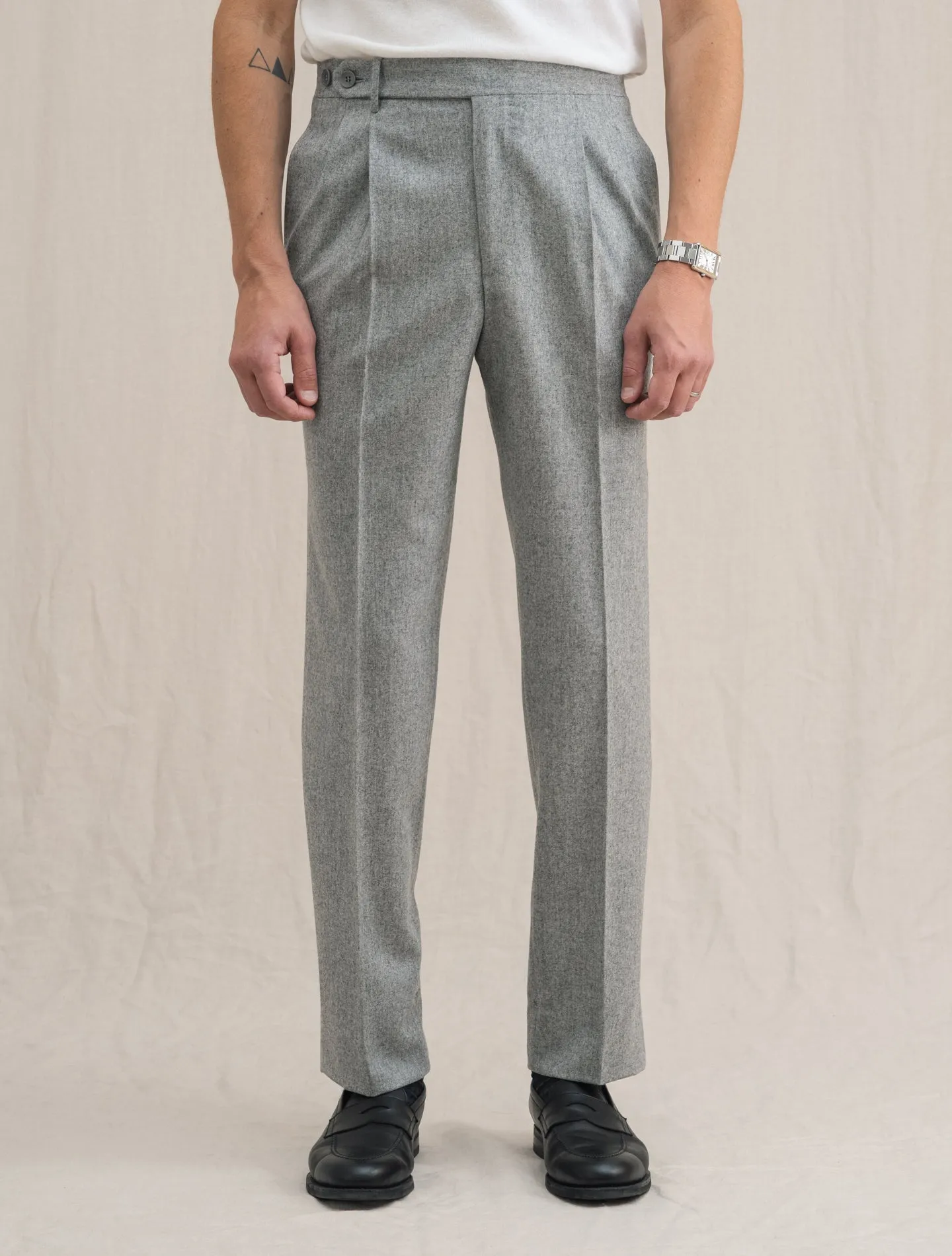High Rise Wool flannel Trouser Light Grey