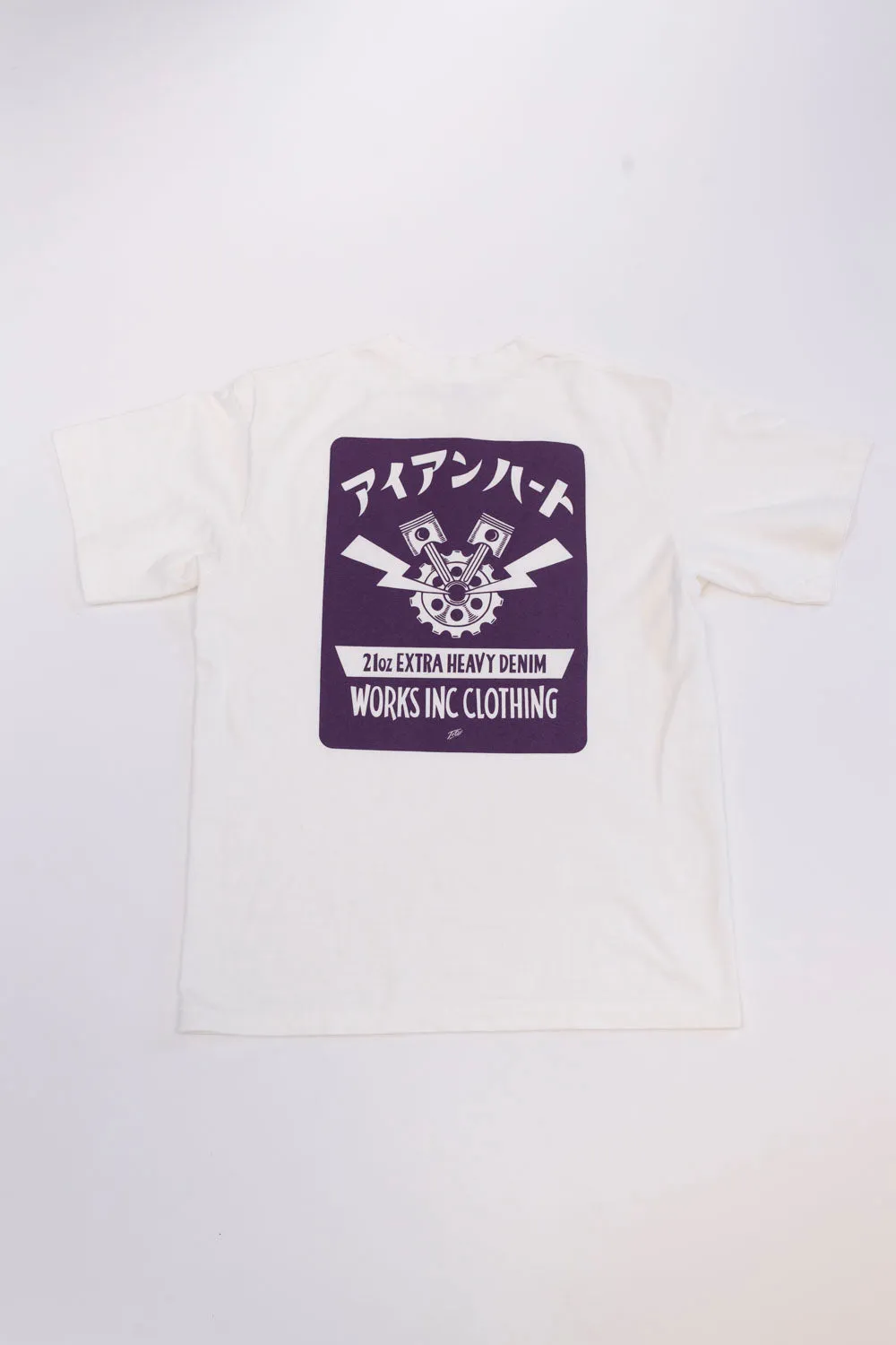 IHPT-2305-WHT - 7.5oz Printed Loopwheel Crew Neck T-Shirt - White, Purple