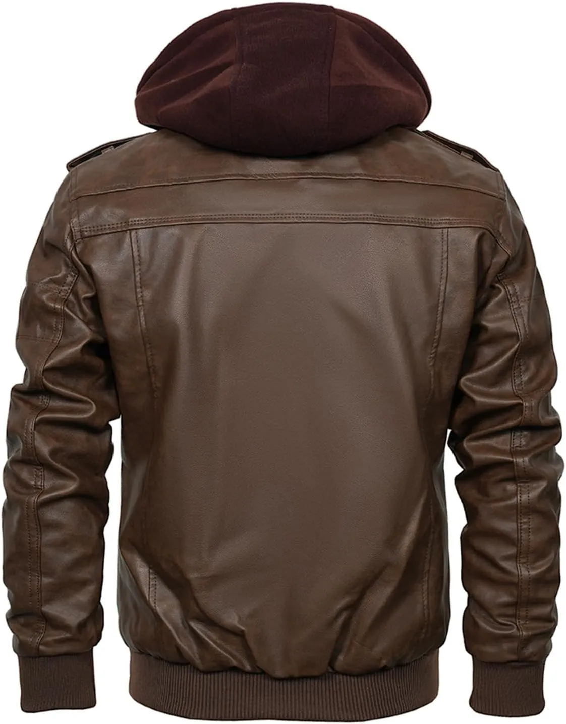 INVACHI Mens Leather Jacket Vintage Motorcycle Biker Jackets Faux Leather Outwear with Removable Hood