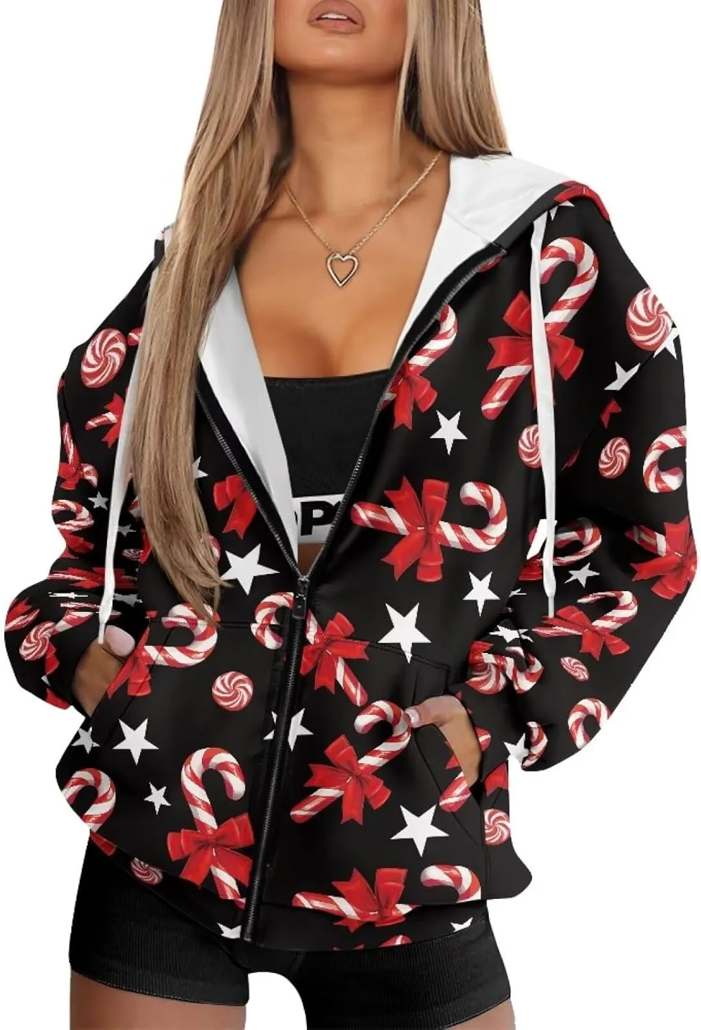 Irisjudy Gothic Thorn Rose Womens Oversized Sweatshirts Christmas Dachshund Zip Up Loose Hoodies Sugar Skull Workout Outfits