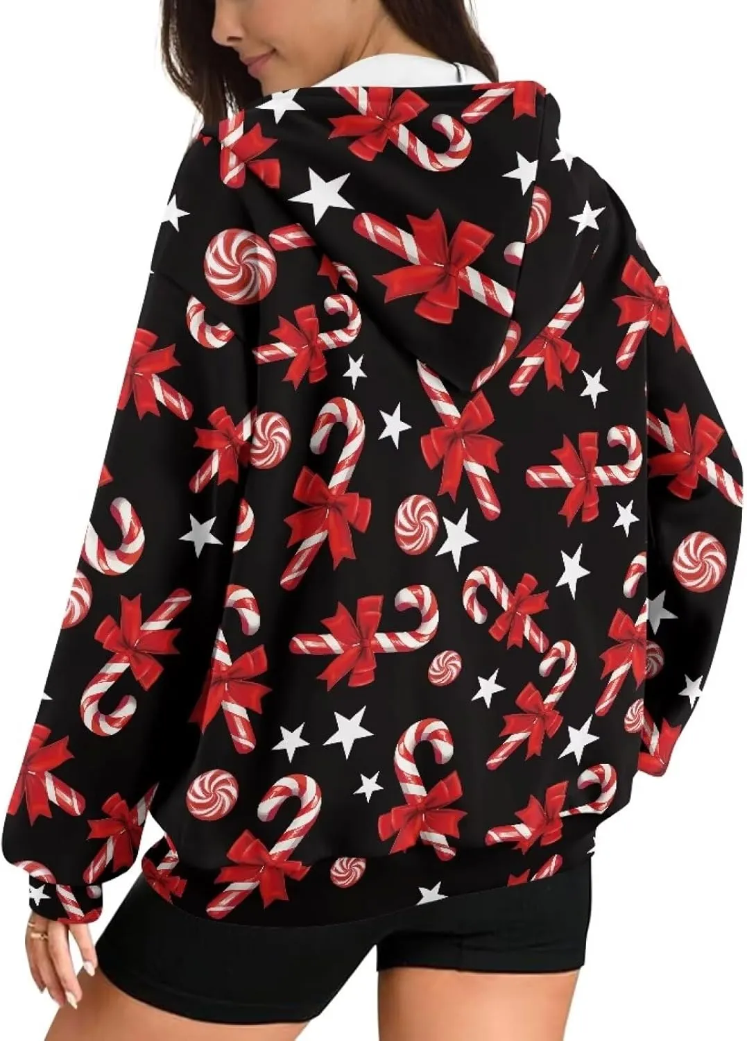 Irisjudy Gothic Thorn Rose Womens Oversized Sweatshirts Christmas Dachshund Zip Up Loose Hoodies Sugar Skull Workout Outfits