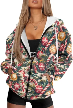 Irisjudy Skull Floral Women Zip Up Hoodie Sweatshirt Rainbow Tie Dye Fall Hooded Jacket Thanksgiving Turkey Oversized Hoodie