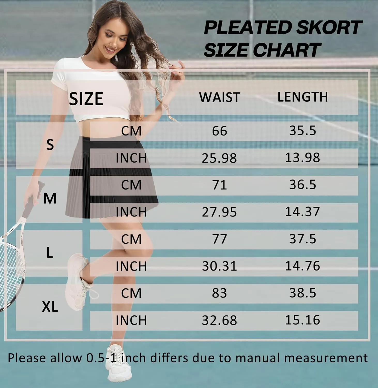 Jhsnjnr Womens Pleated Tennis Skirt Skorts Summer Golf Skirts with Shorts Pockets Workout Pleated Athletic Skort
