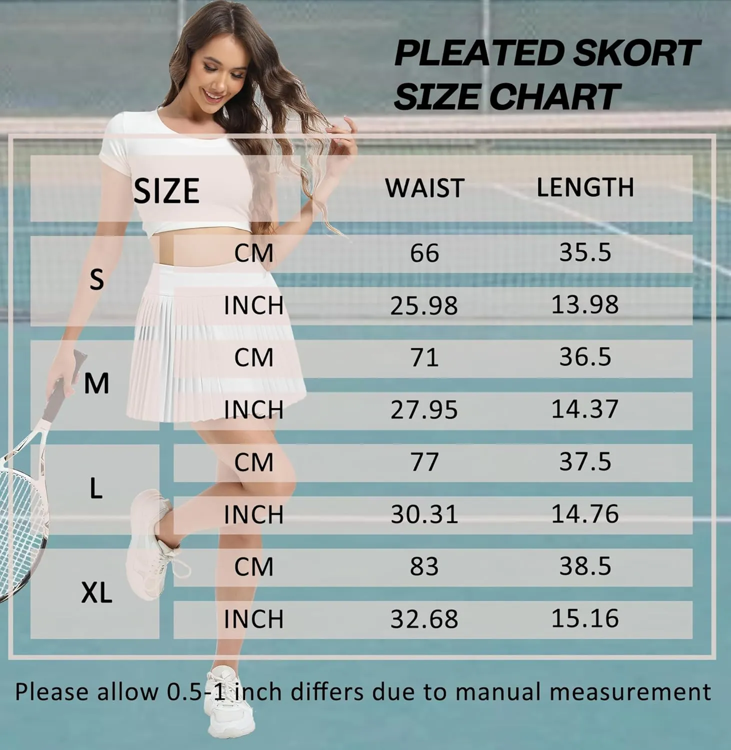 Jhsnjnr Womens Pleated Tennis Skirt Skorts Summer Golf Skirts with Shorts Pockets Workout Pleated Athletic Skort