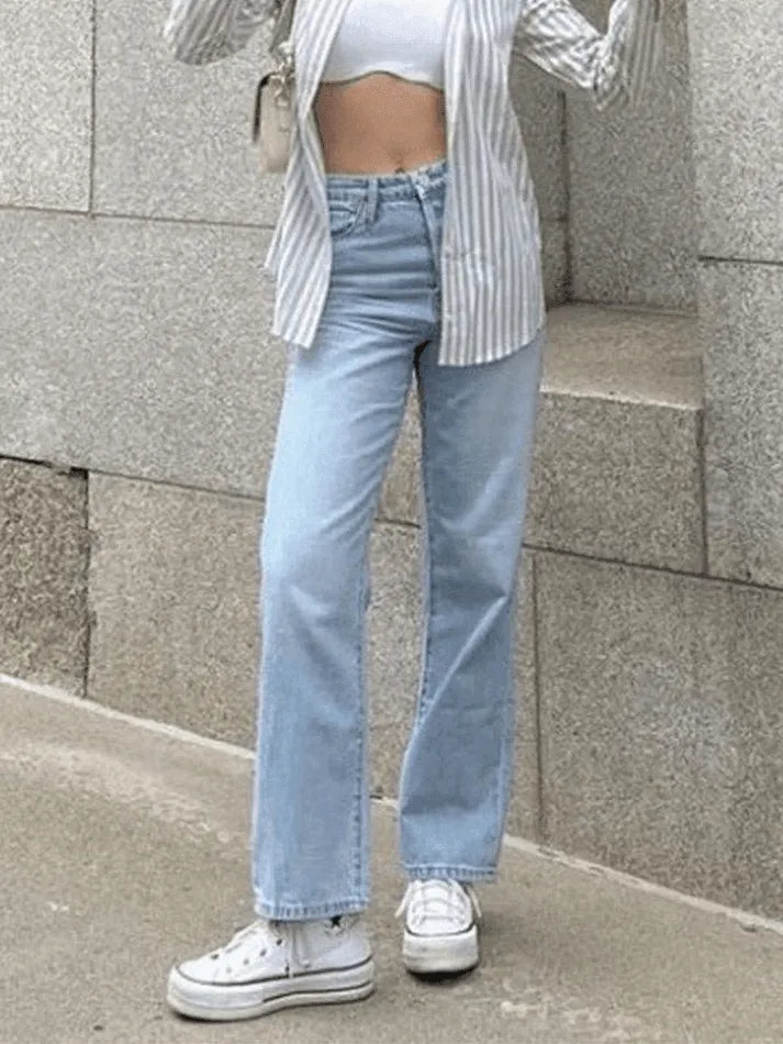 Joskaa Light Blue Wash Straight Boyfriend Jeans