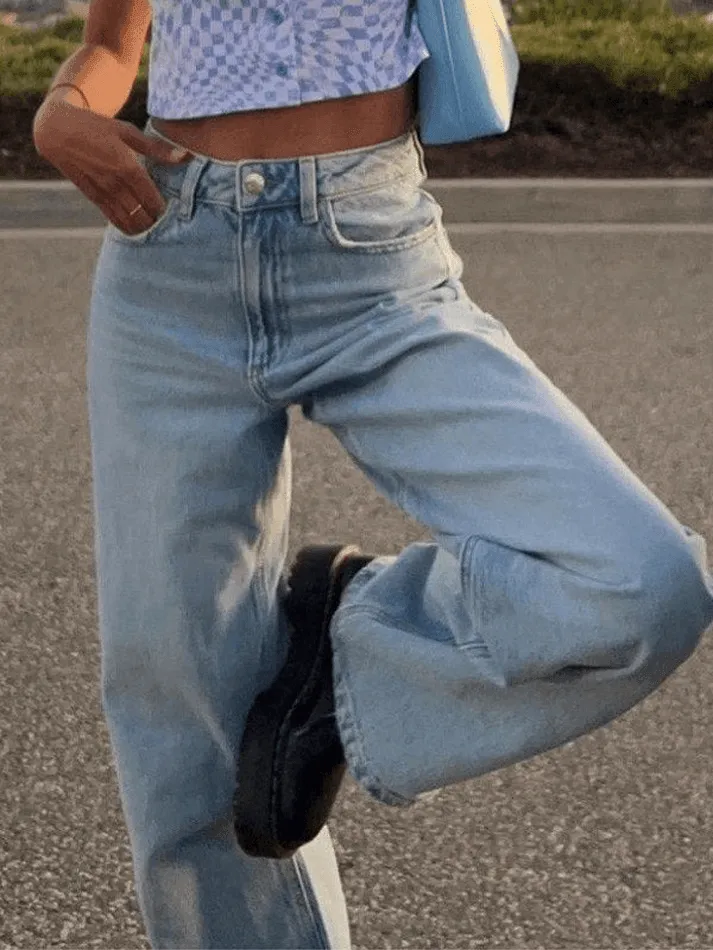 Joskaa Light Blue Wash Straight Boyfriend Jeans