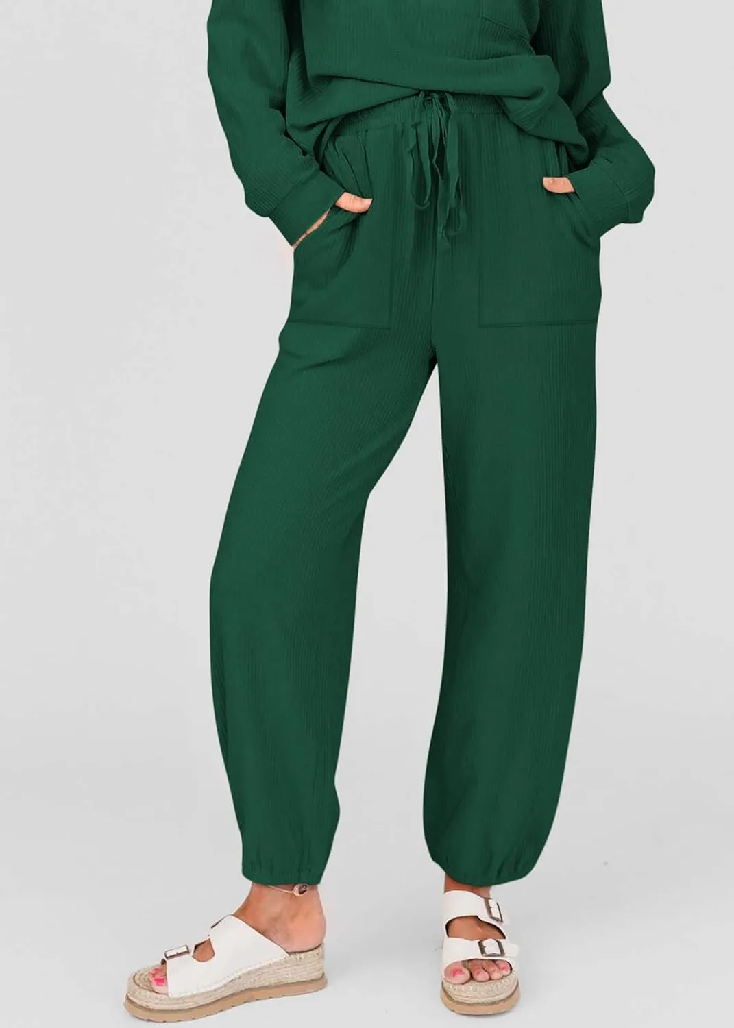 KIRUNDO Lounge Sets for Women Travel Airport Outfits Lightweight Tops Drawstring Pants Tracksuit Jogger Set Postpartum