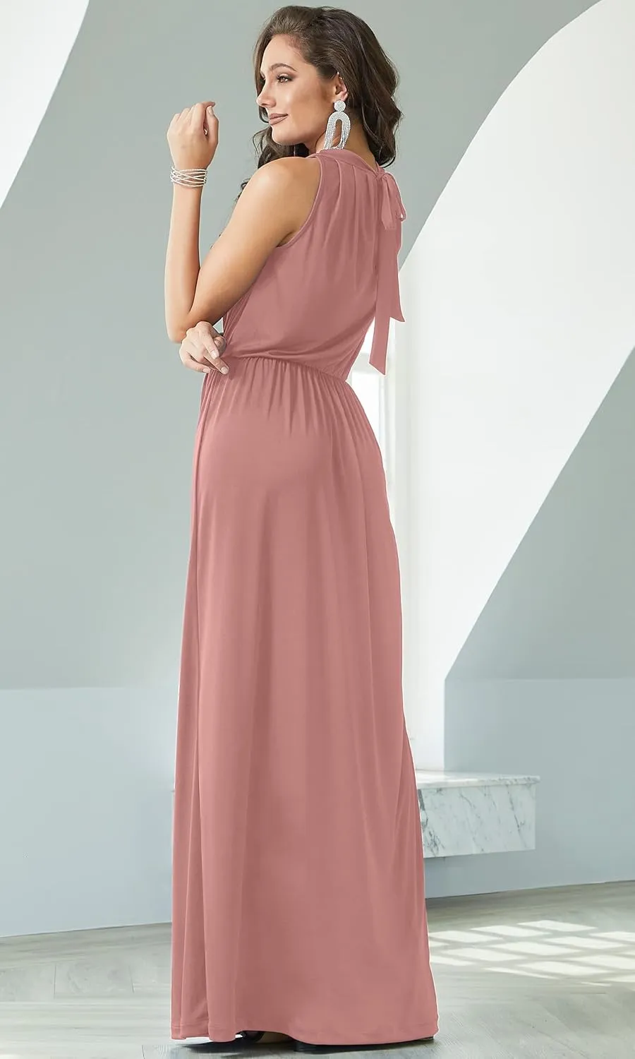 KOH KOH 2025 Sexy Sleeveless Summer Formal Flowy Casual Gown