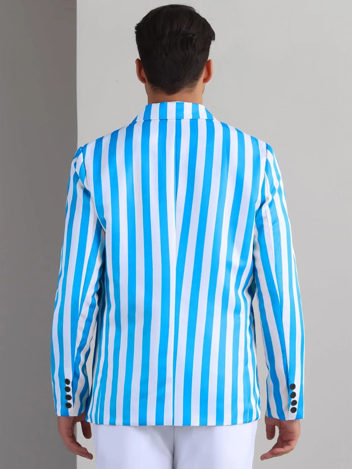 Lars Amadeus Striped Blazers for Men's Peak Lapel Sports Coat Double Breasted Business Stripes Suit Jacket