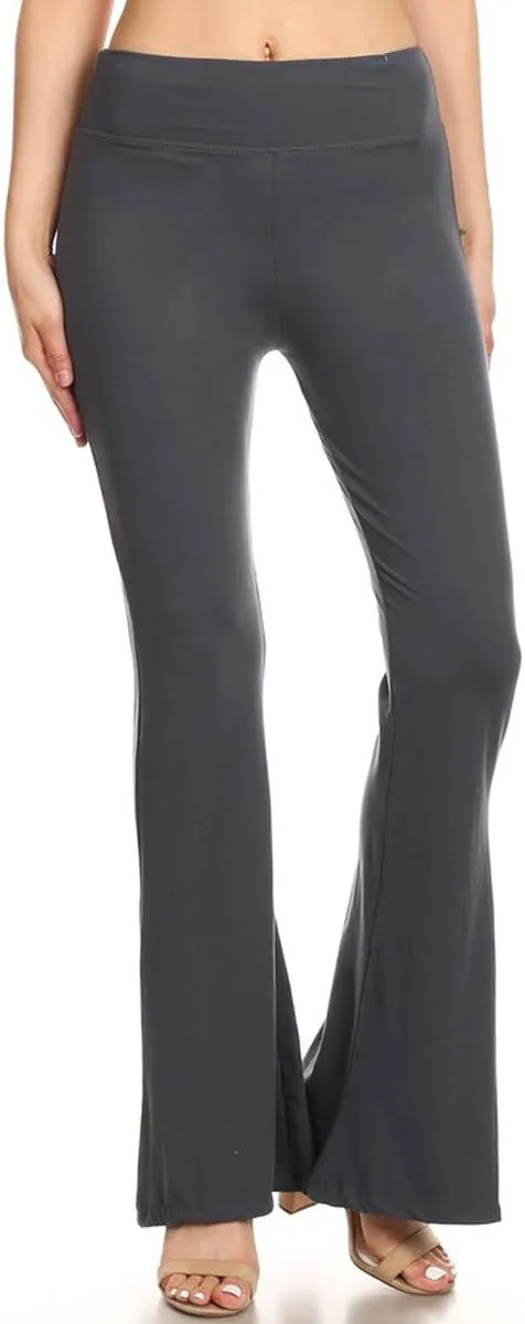 Leggings Depot Women's High Waist Flared Casual, Work, Lounge Palazzo Pants-Wide Leg