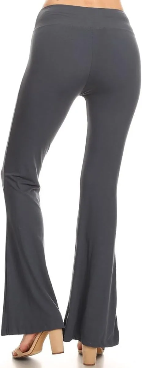 Leggings Depot Women's High Waist Flared Casual, Work, Lounge Palazzo Pants-Wide Leg