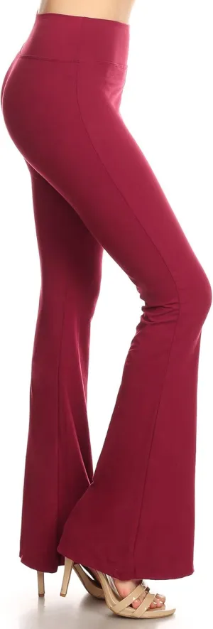 Leggings Depot Women's High Waist Flared Casual, Work, Lounge Palazzo Pants-Wide Leg