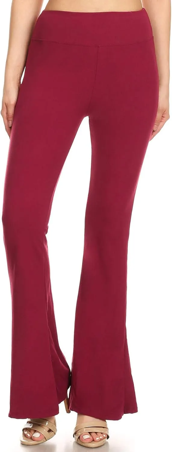 Leggings Depot Women's High Waist Flared Casual, Work, Lounge Palazzo Pants-Wide Leg