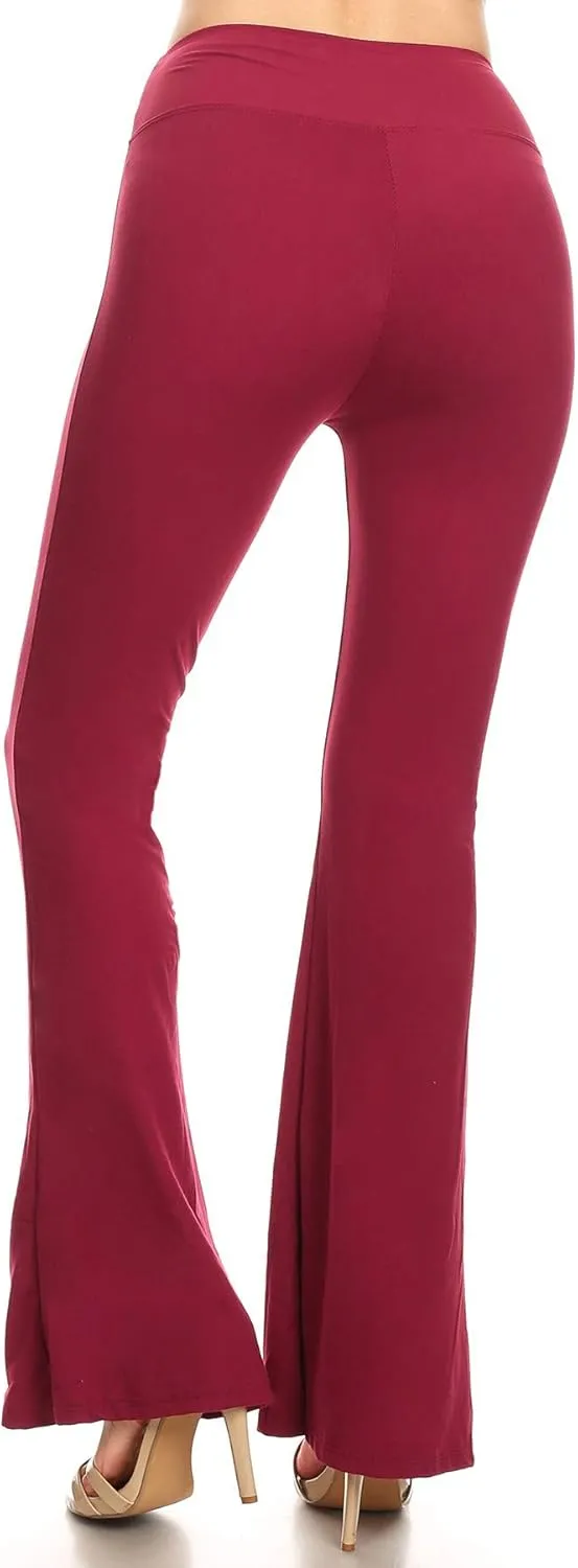 Leggings Depot Women's High Waist Flared Casual, Work, Lounge Palazzo Pants-Wide Leg
