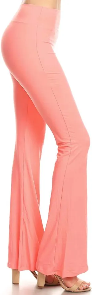 Leggings Depot Women's High Waist Flared Casual, Work, Lounge Palazzo Pants-Wide Leg