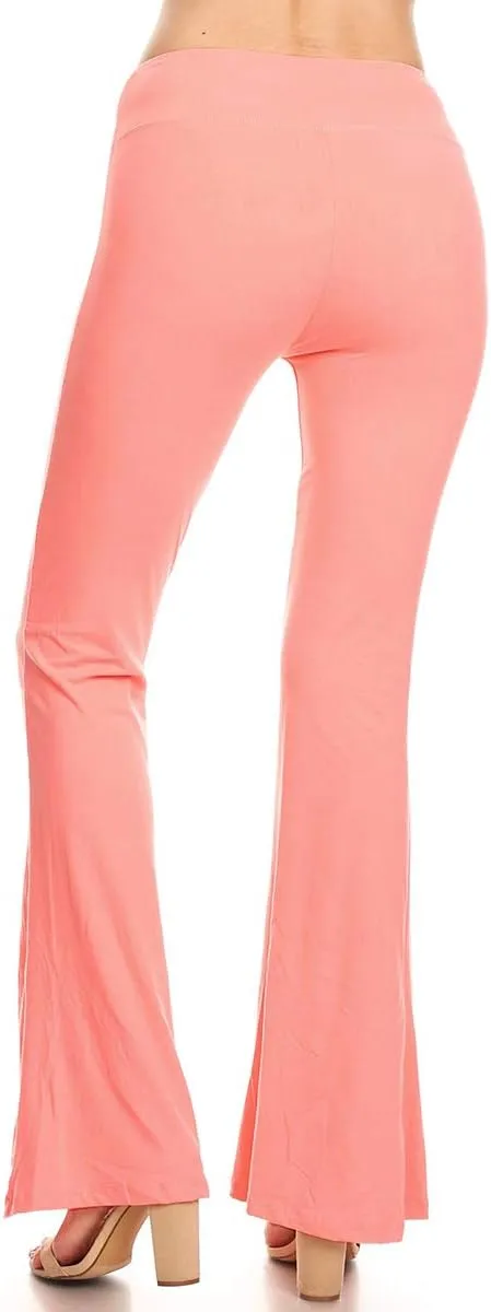 Leggings Depot Women's High Waist Flared Casual, Work, Lounge Palazzo Pants-Wide Leg