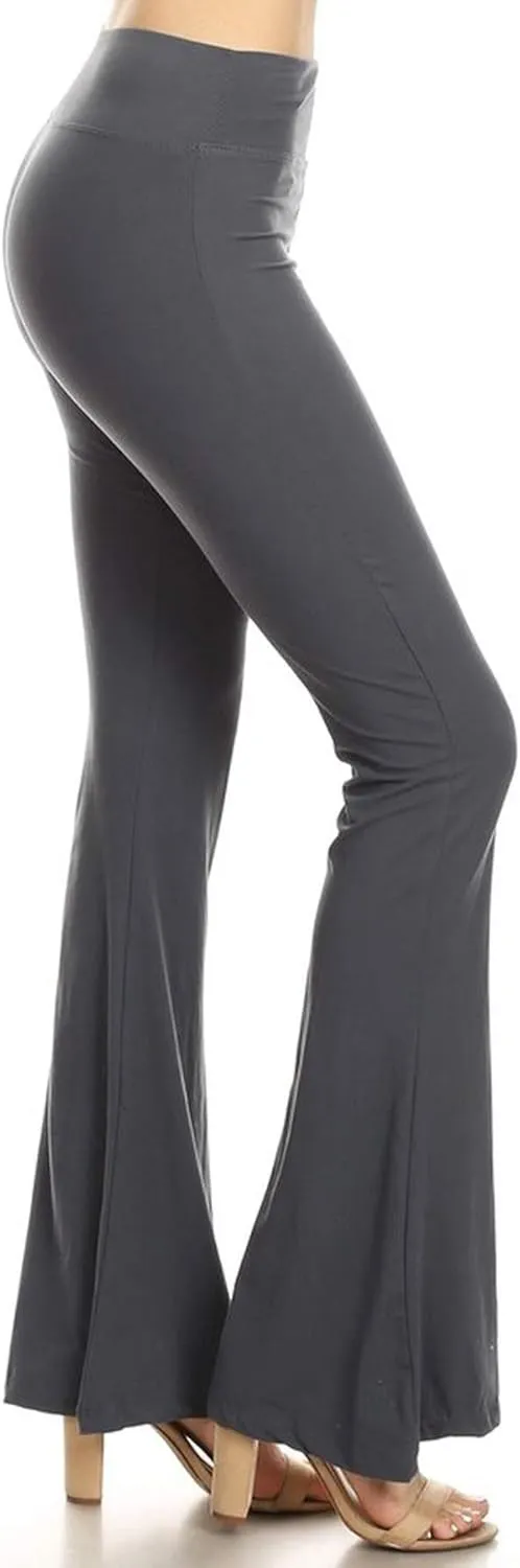 Leggings Depot Women's High Waist Flared Casual, Work, Lounge Palazzo Pants-Wide Leg